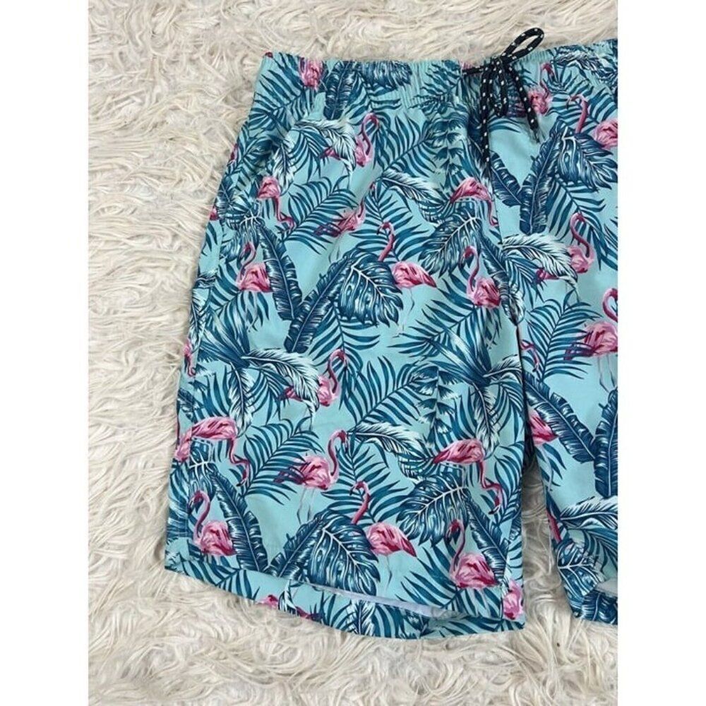 Surplus Men's Size XL Blue & Pink Tropical Flamingo Swim Trunks Board Shorts - Picture 6 of 9